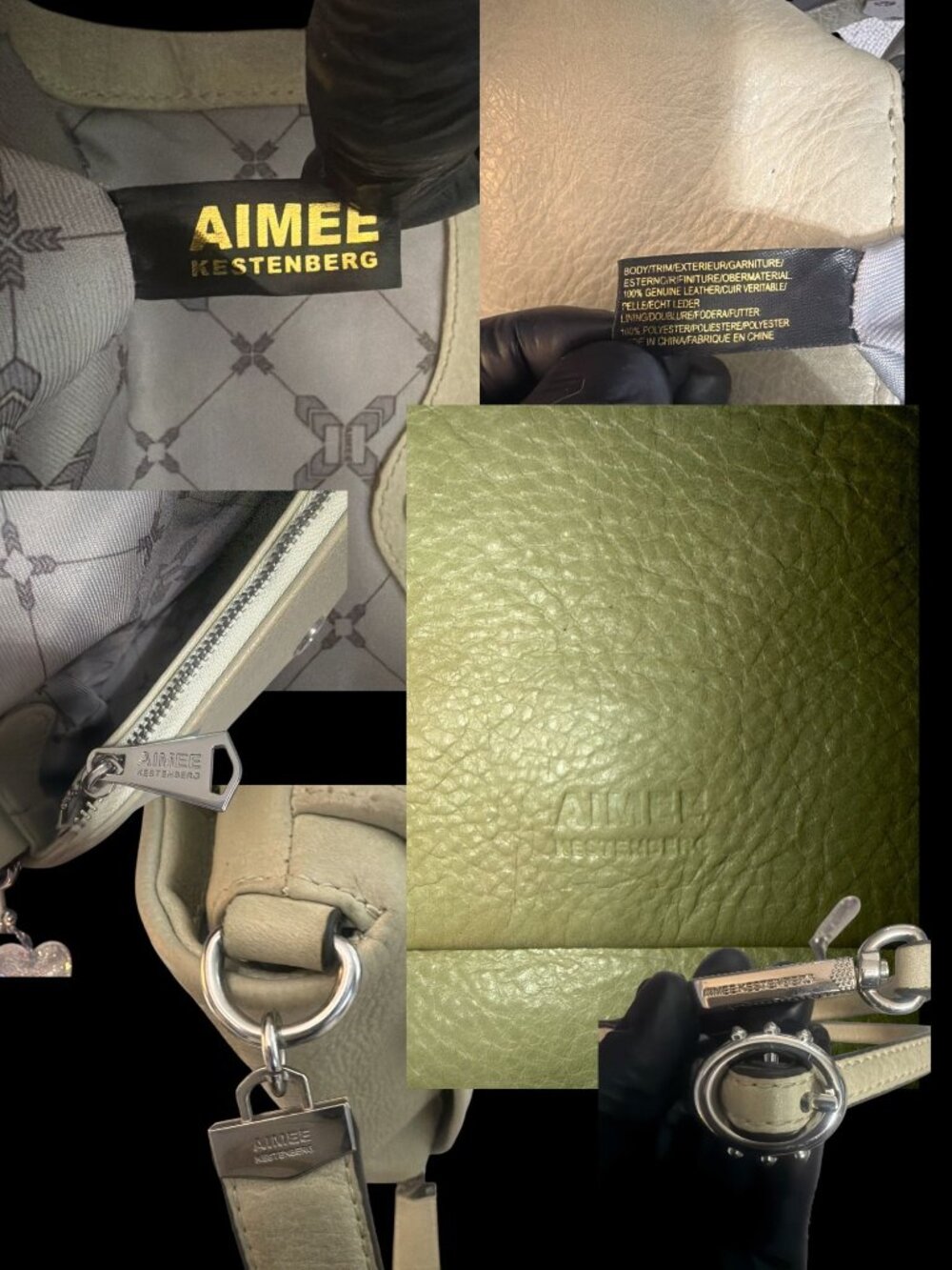 Aimee Kestenberg Preston Satchel Mint Green Pebbled Leather Convertible Bag - Picture 11 of 11